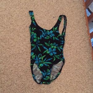 70s style high waisted/ low back one piece